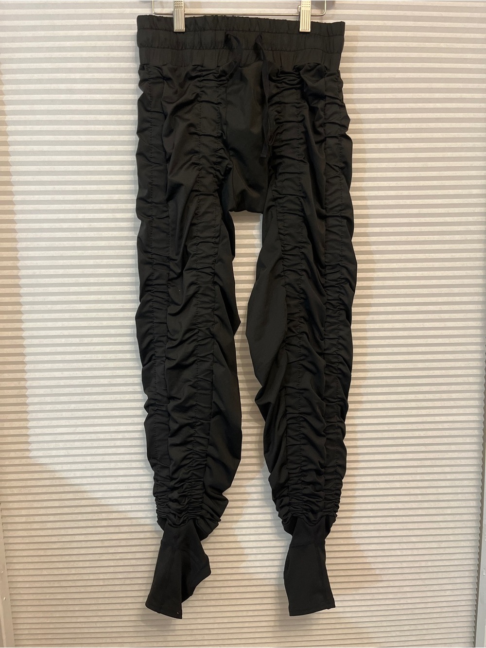Women's Black Ruched wearable resistance pants with Elastic Waist